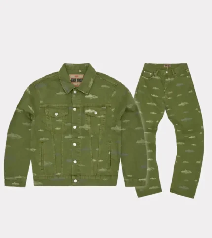 Corteiz Alcatraz Pattern Khakhi Tracksuit