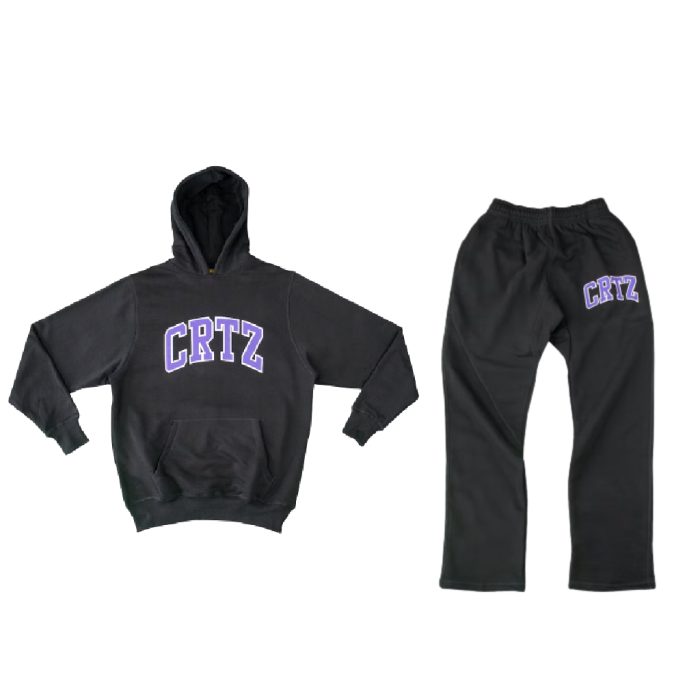 Corteiz Dropout – Black/Purple Tracksuit