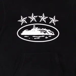 Corteiz 4Starz Alcatraz Black Hoodie